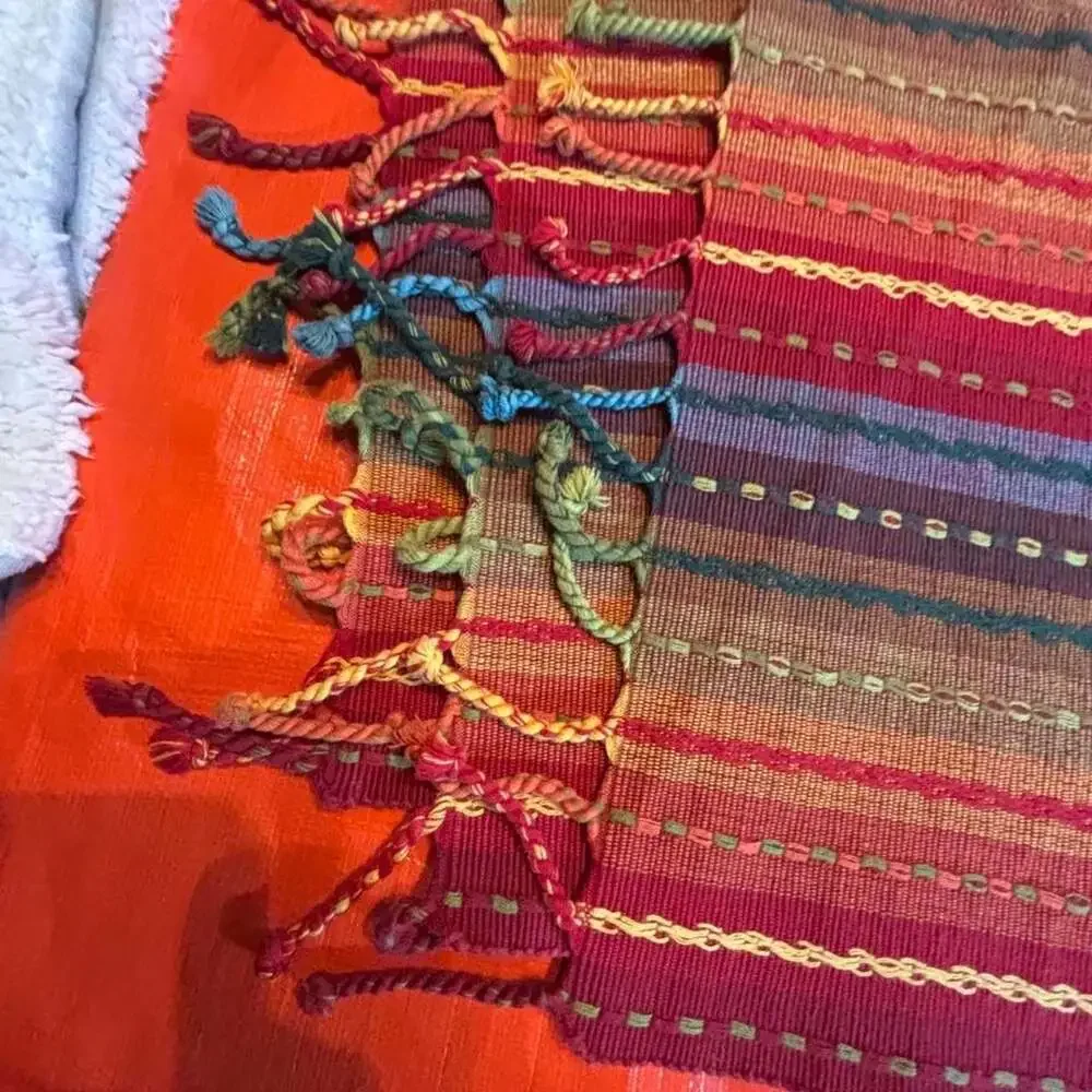 Handmade Woven Striped Placemats Set of 3 Boho Table Linens